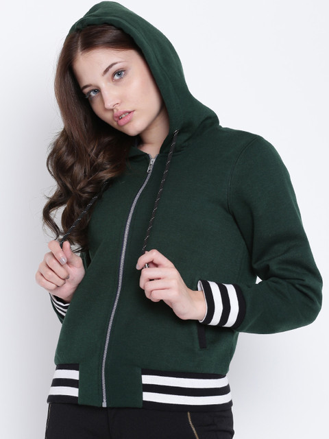 

Texco Women Green Fleece Bomber Jacket
