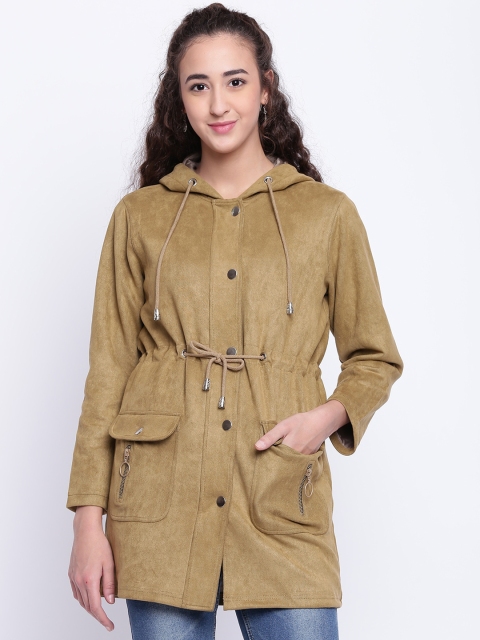 

Texco Women Brown Suede Longline Hooded Parka Jacket