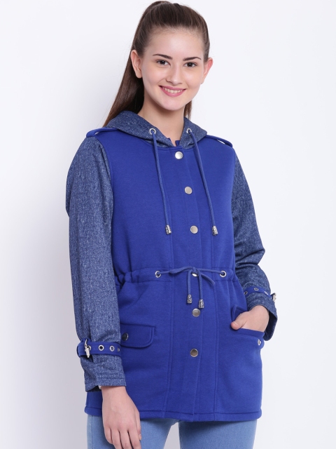 

Texco Women Blue Fleece Longline Parka Jacket