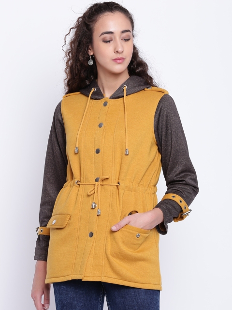 

Texco Women Mustard Colourblocked Fleece Longline Tailored Jacket