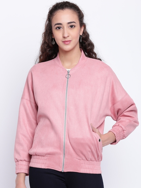 

Texco Women Pink Suede Open Front Jacket