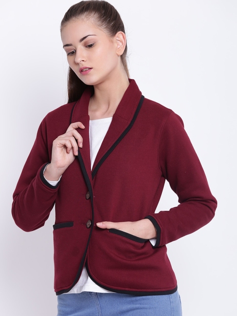 

Texco Women Maroon Casual Single-Breasted Blazer