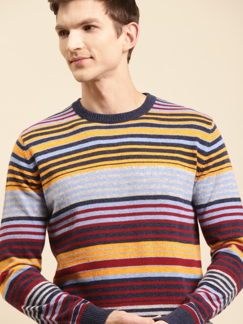 

United Colors of Benetton Men Mulitcoloured Striped Pullover, Blue