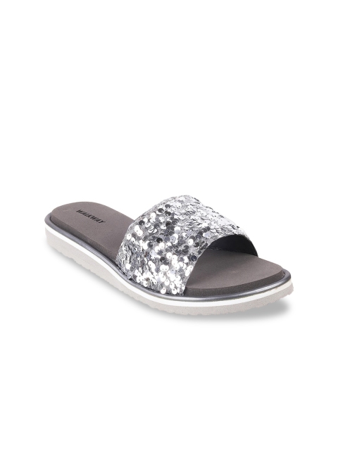 

WALKWAY by Metro Women Grey Embellished Open Toe Flats