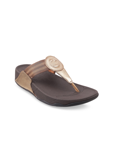 

fitflop Bronze-Toned Leather Comfort Heels