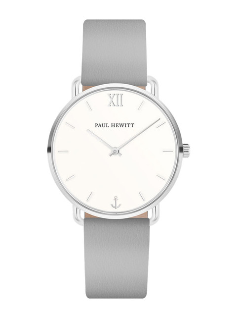 

PAUL HEWITT Women White Embellished Dial & Grey Leather Straps Analogue Watch