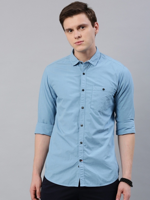 

THE BEAR HOUSE Men Blue Slim Fit Opaque Casual Shirt