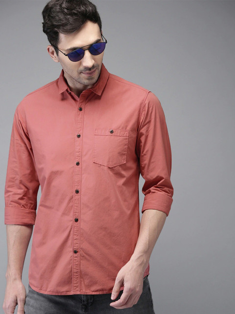 

THE BEAR HOUSE Men Rust Slim Fit Opaque Casual Shirt