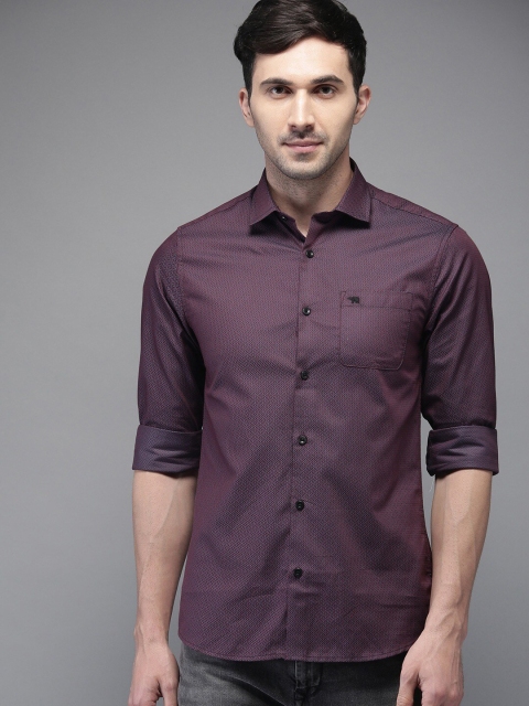 

THE BEAR HOUSE Men Burgundy Slim Fit Casual Shirt