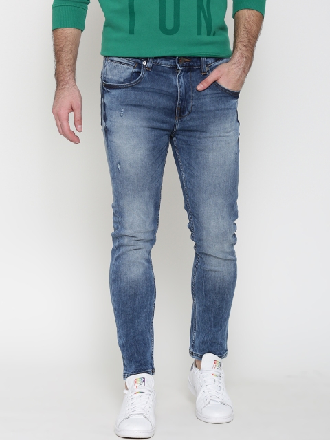 

United Colors of Benetton Men Blue Slim Fit Low-Rise Low Distressed Jeans