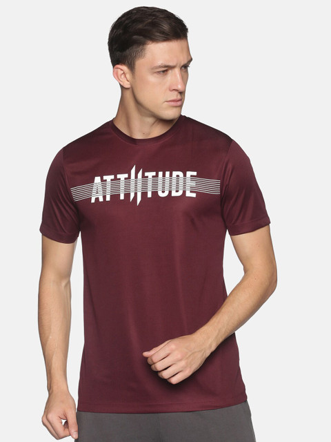 

ATTIITUDE Men Maroon Brand Logo Printed T-shirt