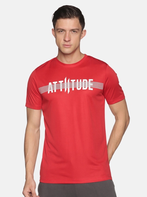 

ATTIITUDE Men Red Typography Printed Applique T-shirt