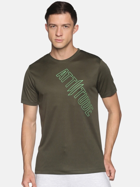 

ATTIITUDE Men Green Typography Printed Raw Edge T-shirt