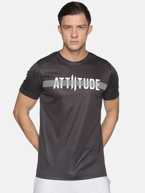 ATTIITUDE Men Grey Typography Printed Applique T-shirt