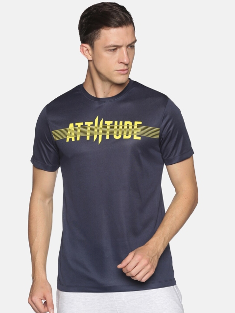 

ATTIITUDE Men Navy Blue Typography Printed Raw Edge T-shirt
