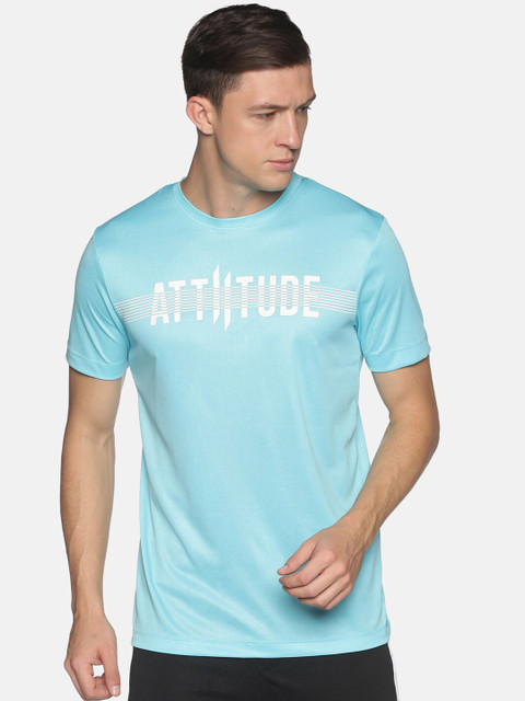 

ATTIITUDE Men Blue Typography Printed Raw Edge T-shirt
