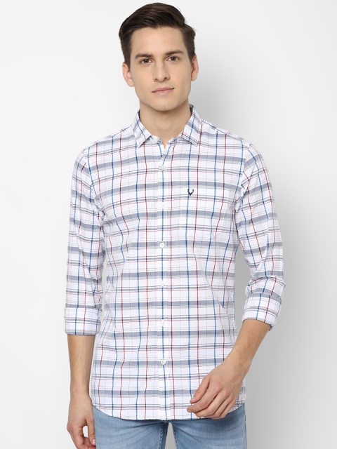 

Allen Solly Sport Men White & Blue Opaque Checked Pure Cotton Casual Shirt