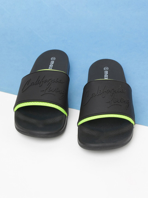 

max Women Black & Green Rubber Sliders