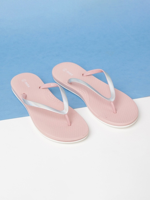 

max Women Pink & Silver-Toned Rubber Thong Flip-Flops