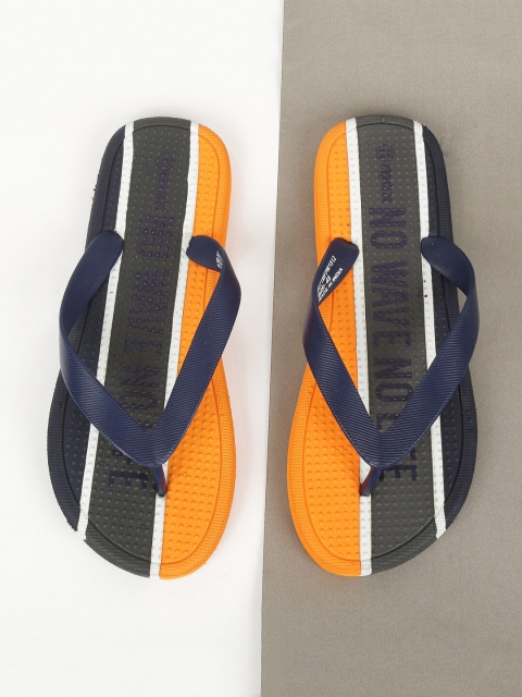 

max Women Orange & Navy Blue Striped Rubber Thong Flip-Flops