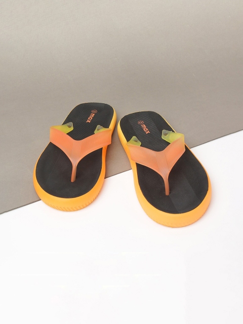 

max Women Orange & Black Rubber Thong Flip-Flops