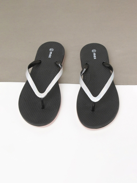 

max Women Black & White Rubber Thong Flip-Flops