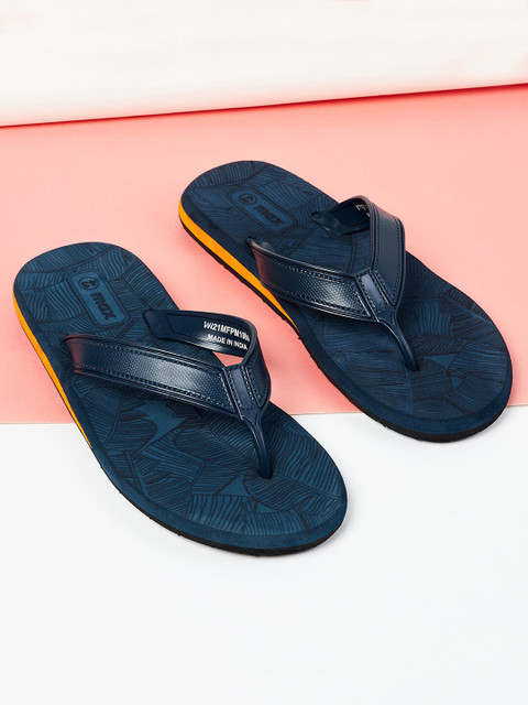 

max Women Navy Blue & Orange Printed Rubber Thong Flip-Flops