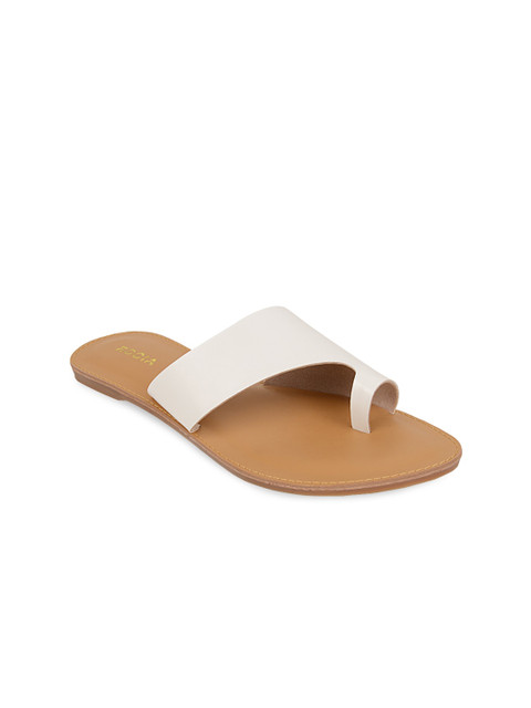 

Rocia Women White Textured Open Toe Flats