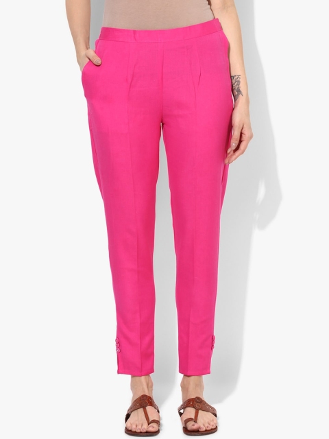 

Varkha Fashion Women Magenta Chambray Trousers