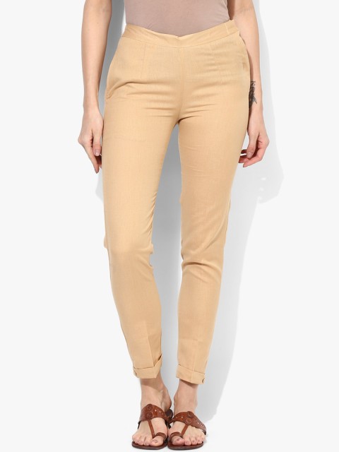 

Varkha Fashion Women Nude-Coloured Chambray Regular Trousers