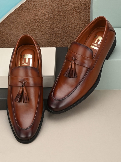 

Eego Italy Men Tan Brown Solid Leather Formal Monk Shoes