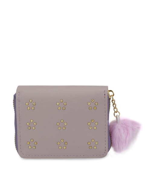

ZEVORA Women Beige & Purple Zip Around Wallet