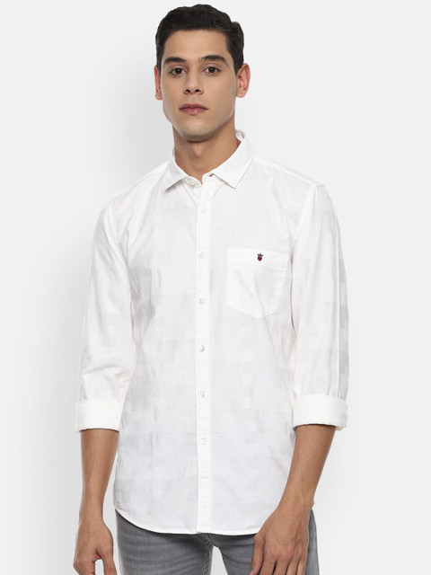 

Louis Philippe Jeans Men White Slim Fit Cotton Casual Shirt