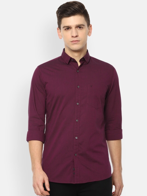 

Van Heusen Sport Men Maroon Solid Slim Fit Opaque Pure Cotton Casual Shirt