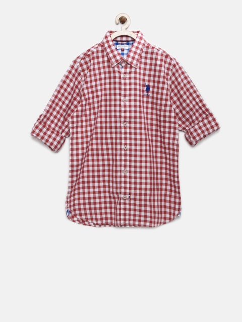 

U.S. Polo Assn. Kids Boys Red & White Checked Casual Shirt