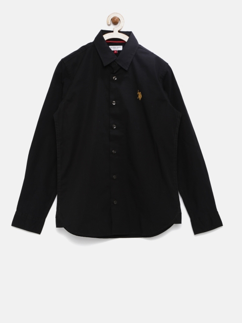 

U.S. Polo Assn. Kids Boys Black Solid Casual Shirt