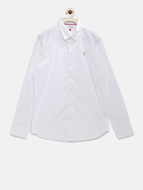 

U.S. Polo Assn. Kids Boys White Solid Casual Shirt