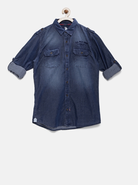 

U.S. Polo Assn. Kids Boys Navy Blue Denim Casual Shirt