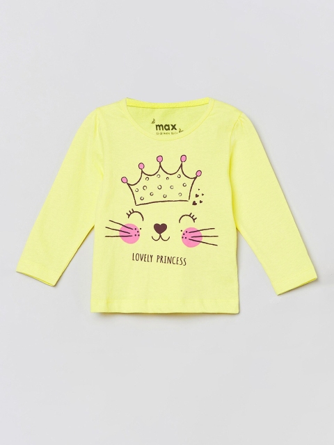 

Max Girls Yellow Printed T-shirt