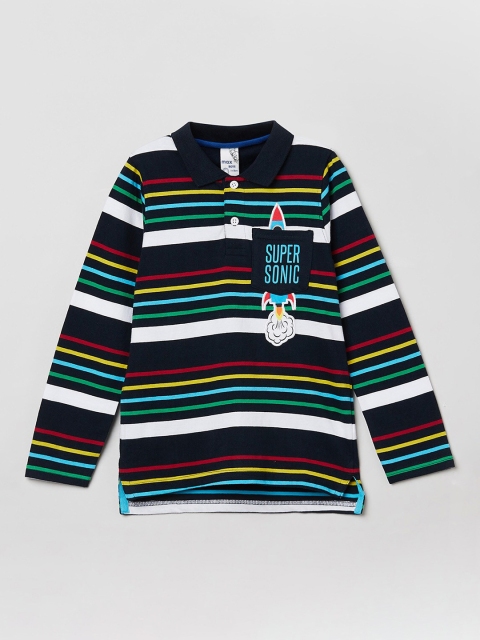

max Boys Multicoloured Striped Polo Collar T-shirt, Multi