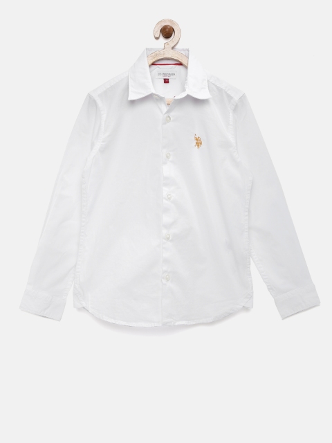 

U.S. Polo Assn. Kids Boys White Solid Casual Shirt