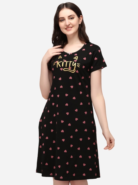 

Lenissa Black Printed Cotton Nightdress