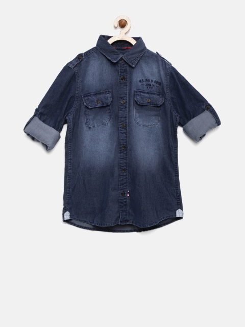 

U.S. Polo Assn. Kids Boys Blue Corduroy Casual Shirt