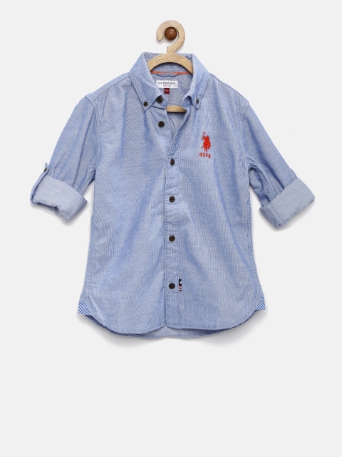 

U.S. Polo Assn. Kids Boys Blue Solid Casual Shirt
