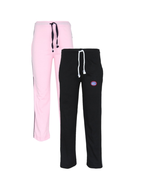 

VIMAL JONNEY Kids Black & Pink Pack of 2 Cotton Blended Trackpant