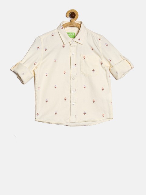 

Bossini Boys Off-White Regular Fit Printed Casual Shirt