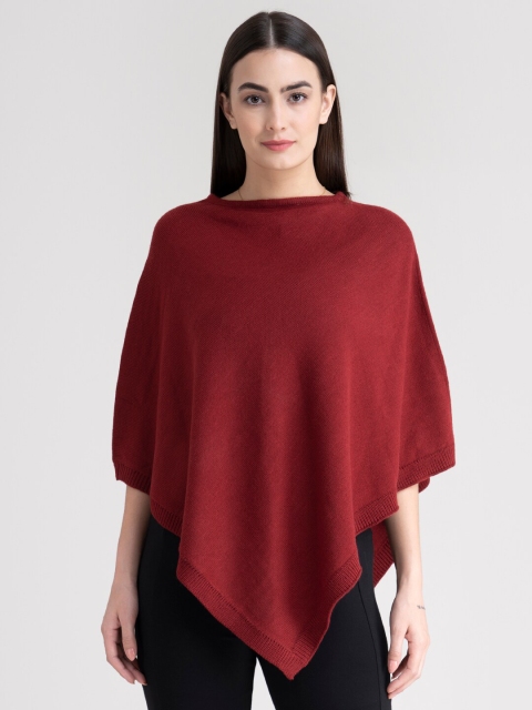 

FableStreet Women Maroon Acrylic Longline Poncho