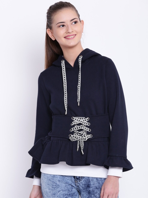 

Texco Women Navy Blue Hooded Sweatshirt