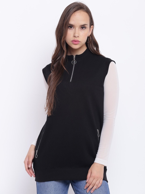 

Texco Women Black Solid Hooded Fleece Sweatshirt