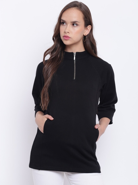 

Texco Women Black Solid Longline Sweatshirt